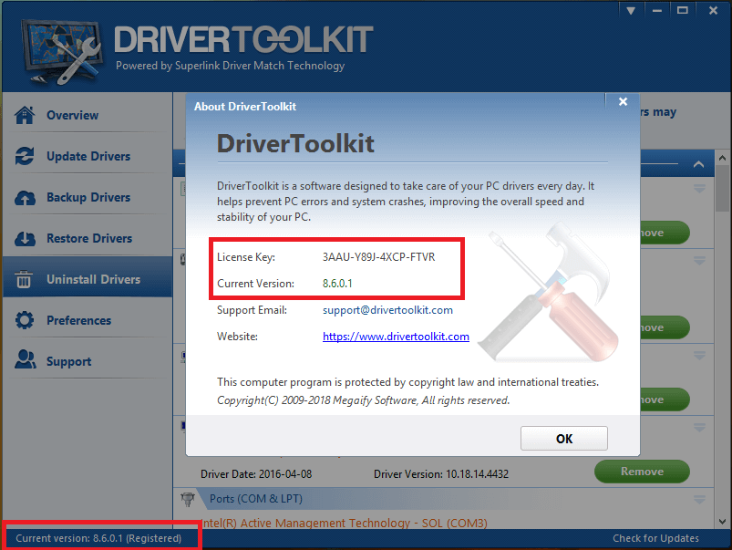 Driver fix license key